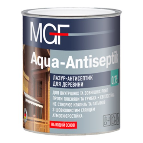 MGF Aqua-Antiseptik - Лазурь-антисептик для дерева 0,75 л